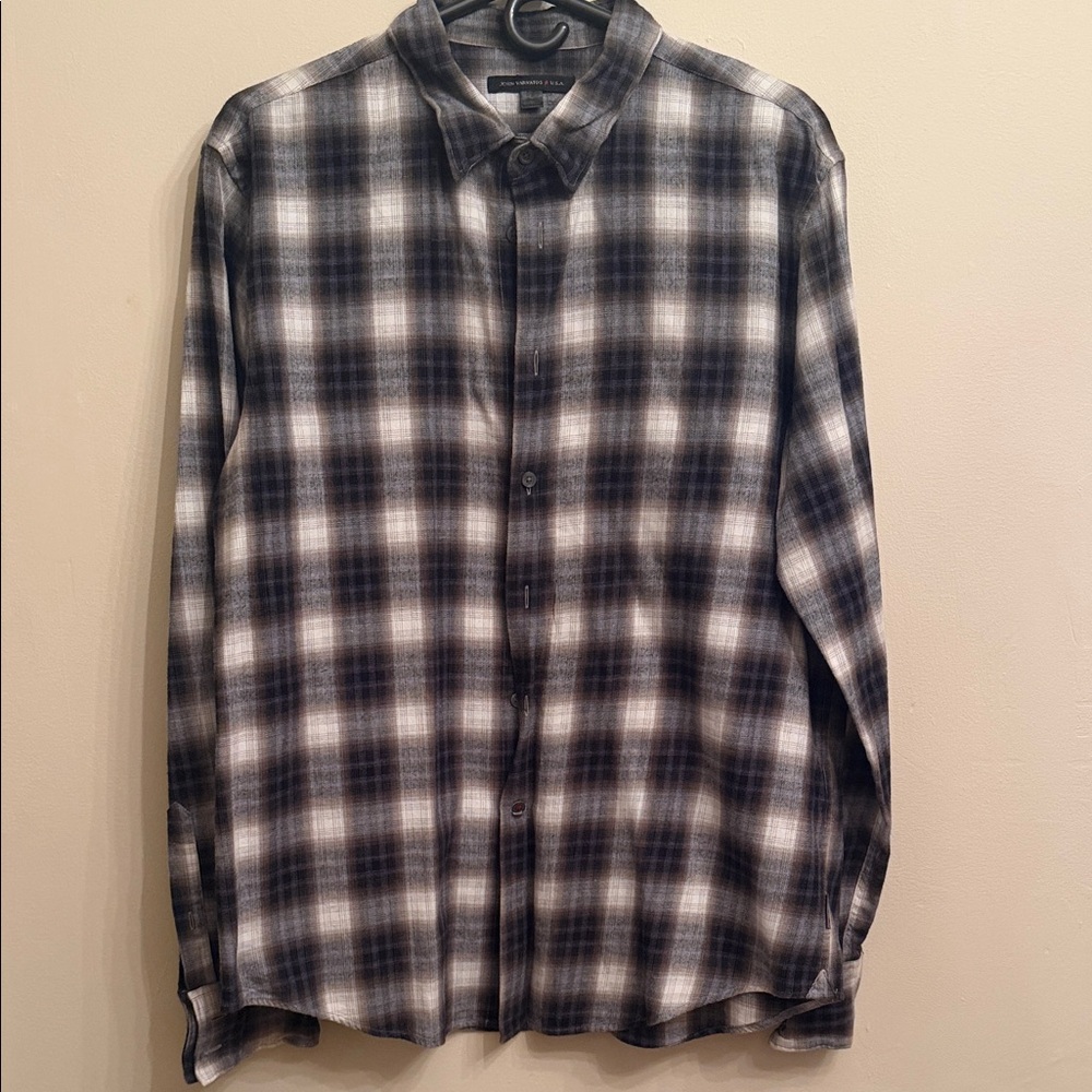 John Varvatos Black and White Checkered Shirt